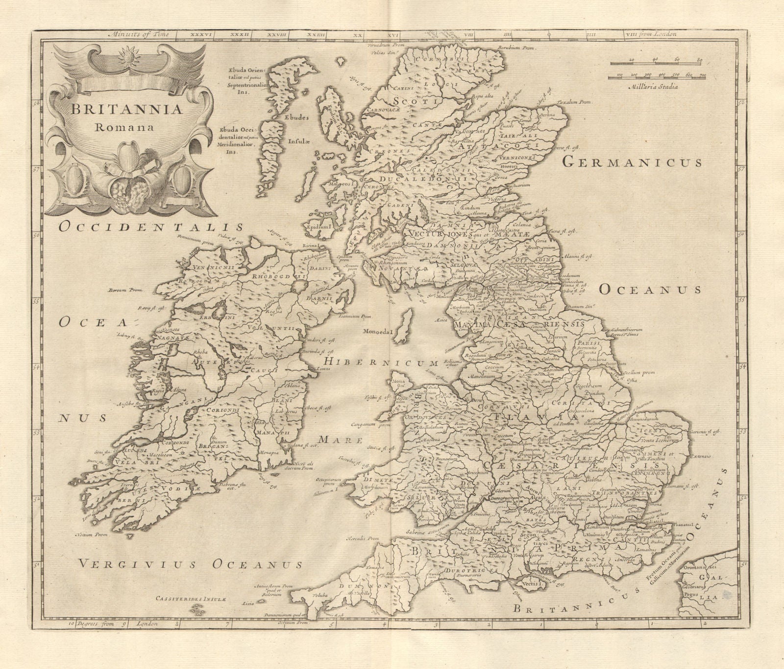 Roman Britain. 'BRITANNIA ROMANA' by ROBERT MORDEN. Camden's Britannia 1772 map